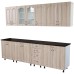 Bucatarie Zebra 260 cm din MDF Sonoma Mustata cu blat termoizolant negru
